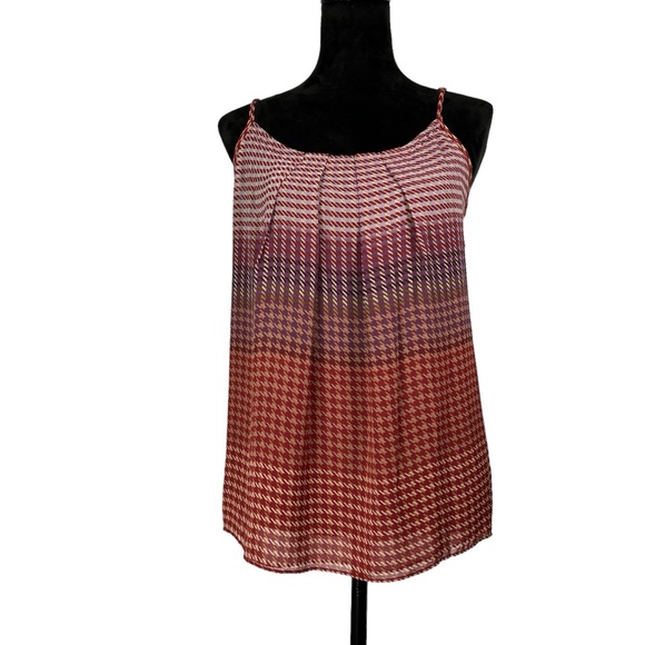 Cabi Plaid Tank Top Red Purple Wine Sleeveless Shell Blouse Houndstooth - Picture 13 of 13